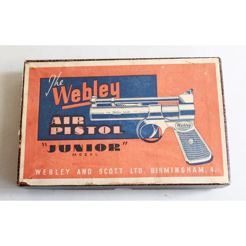 438 - Vintage Webley air pistol 'Junior' .177 over-lever air pistol, in original box, with darts and Compo... 