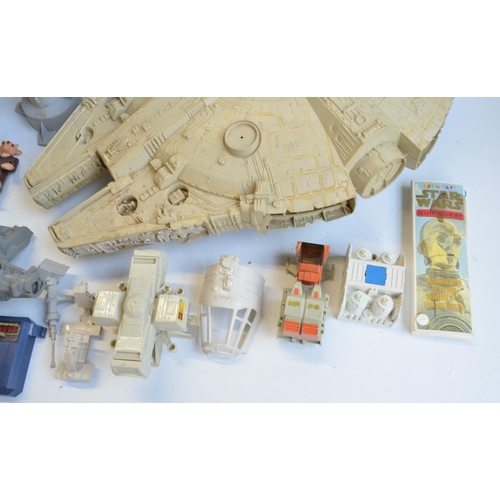 96A - Collection of mostly Star Wars action figures and models to include an AT-AT, Millennium Falcon etc.... 