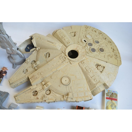 96A - Collection of mostly Star Wars action figures and models to include an AT-AT, Millennium Falcon etc.... 