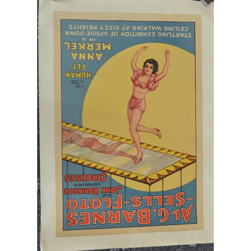 464 - Charming AL G.Barnes and Sells-Floto/John Robinson combined circuses poster presenting Anna Merkel '... 