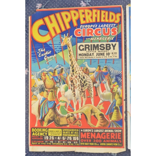 468 - Two vintage W.E.Berry Chipperfield's Circus event advertising posters, Grimsby (both with years writ... 