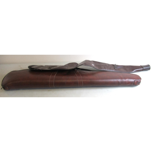 431 - Real tan leather gun slip with thick foam lining, in fair condition with occasional cracks. Real bro... 