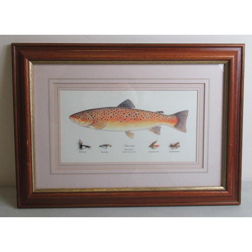 427A - Framed and signed print of 'The Salmon Pools on the River Tweed' by Richard Houldsworth, 115cm x 49c... 