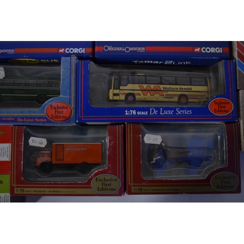 11 - Sixteen boxed 1/76 scale diecast bus and truck models/model sets from Corgi, EFE and Britbus to incl... 