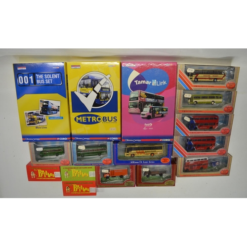 11 - Sixteen boxed 1/76 scale diecast bus and truck models/model sets from Corgi, EFE and Britbus to incl... 