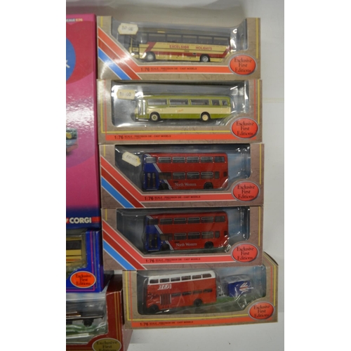 11 - Sixteen boxed 1/76 scale diecast bus and truck models/model sets from Corgi, EFE and Britbus to incl... 