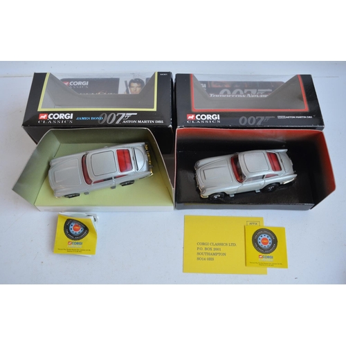 15 - Eight boxed James Bond cars from Corgi to include 96445 30th anniversary gold coloured Aston Martin ... 