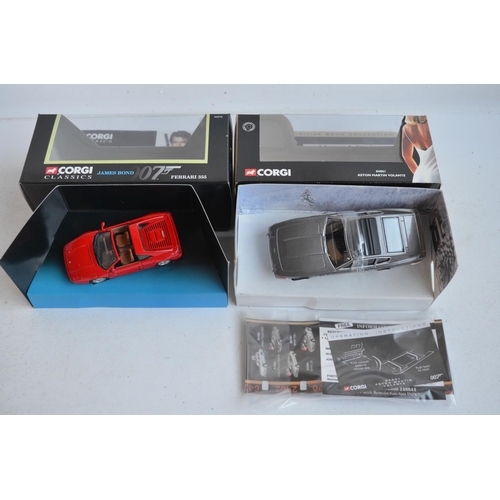 15 - Eight boxed James Bond cars from Corgi to include 96445 30th anniversary gold coloured Aston Martin ... 