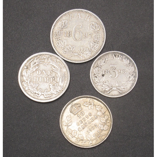 35 - Collection of mixed international silver content coins to inc. Z.A.R. 1892 5 Shillings, 1897 2 1/2 S... 