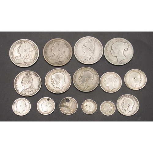 41 - Collection of Pre-1920 GB Silver content coins to inc. Florins, Half-Crowns, etc. (gross 3.6ozt)