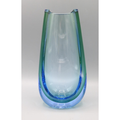 718 - Vicke Lindstrand for Kosta Boda Kontor vase, in green to blue glass, H23cm