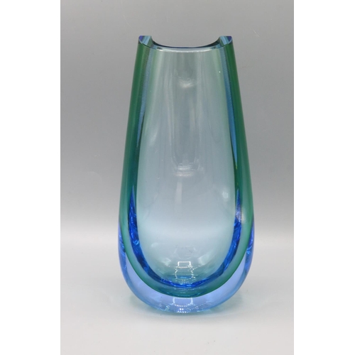 718 - Vicke Lindstrand for Kosta Boda Kontor vase, in green to blue glass, H23cm