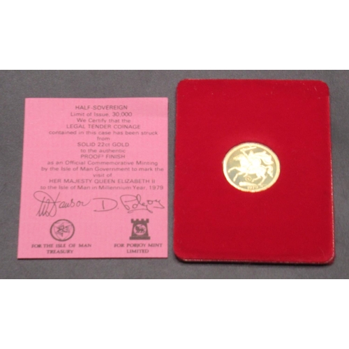 15 - Pobjoy Mint Limited - 22ct Gold Isle of Man 1979 Half-Sovereign, with CoA