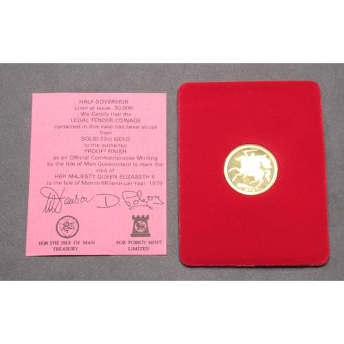 16 - Pobjoy Mint Limited - 22ct Gold Isle of Man 1979 Half-Sovereign, with CoA