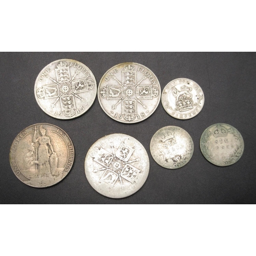 42 - Collection of Pre-1920 GB silver content coins to inc. 1889 Crown, 1891 Crown, 1889 Half-Crown and a... 