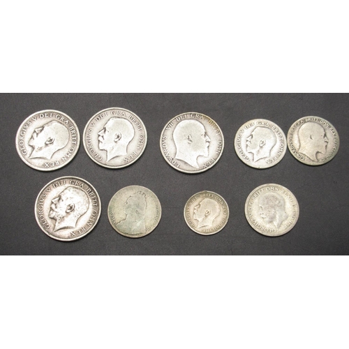 42 - Collection of Pre-1920 GB silver content coins to inc. 1889 Crown, 1891 Crown, 1889 Half-Crown and a... 