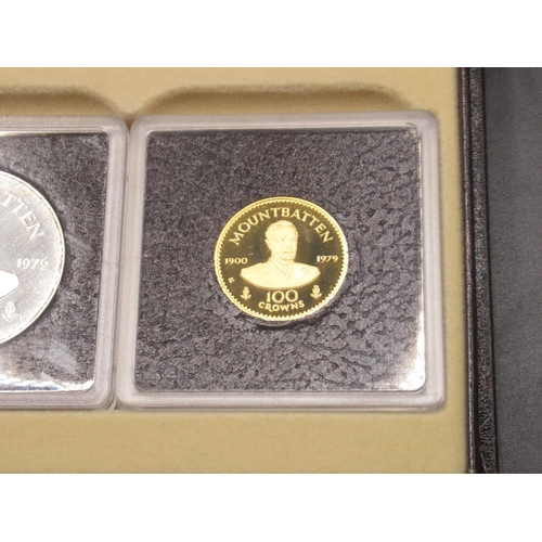 77 - Turks & Caicos Islands 1980 4 coin encapsulated set cont. 100 Crown Gold Proof Coin, 20 Crown Proof ... 