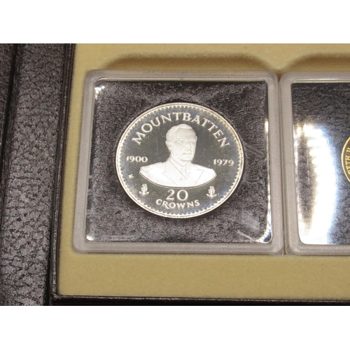 77 - Turks & Caicos Islands 1980 4 coin encapsulated set cont. 100 Crown Gold Proof Coin, 20 Crown Proof ... 