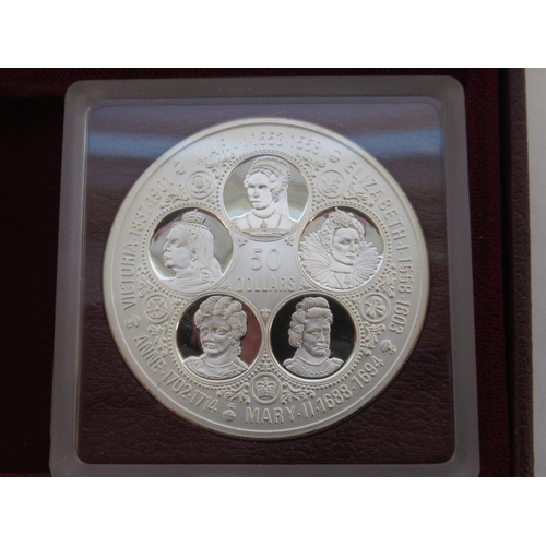 78 - The Cayman Islands silver queens collection 1977, a cased set of 6 sterling silver coins, some tarni... 