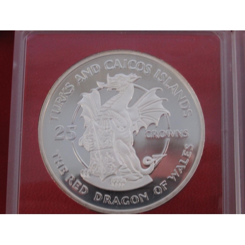 80 - The Turks and Caicos Islands Queen Beasts Silver Collection, Issued to Commemorate the 25th Annivers... 