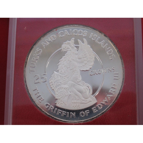 80 - The Turks and Caicos Islands Queen Beasts Silver Collection, Issued to Commemorate the 25th Annivers... 