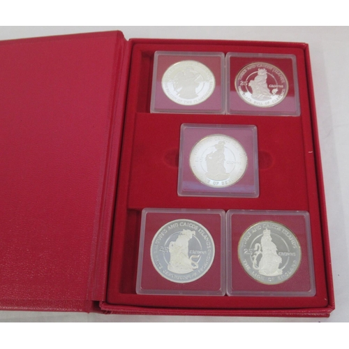 80 - The Turks and Caicos Islands Queen Beasts Silver Collection, Issued to Commemorate the 25th Annivers... 