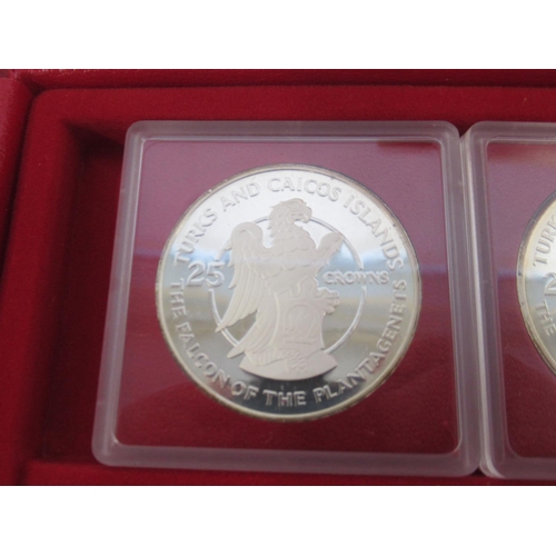 80 - The Turks and Caicos Islands Queen Beasts Silver Collection, Issued to Commemorate the 25th Annivers... 