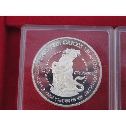 80 - The Turks and Caicos Islands Queen Beasts Silver Collection, Issued to Commemorate the 25th Annivers... 