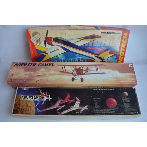 1164 - WITHDRAWN Four radio controlled model aircraft to include a vintage Sig Tri-Star (unbuilt), Protech ... 