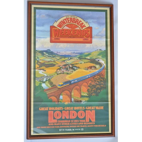 1174 - Attractive framed British Rail advertising poster, 1980/1981 featuring InterCity 125 HST against sce... 