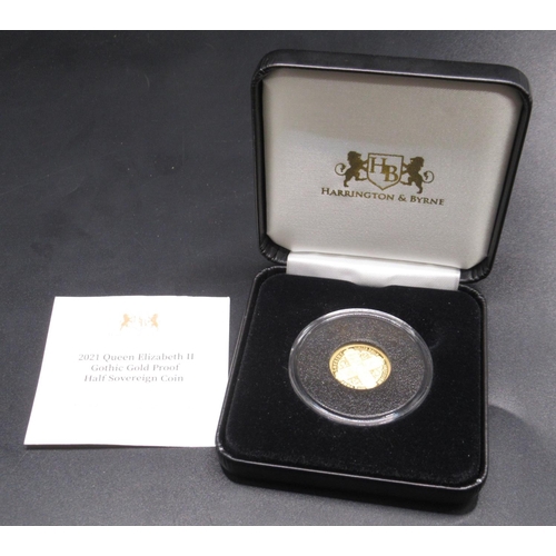 18 - Harrington & Byrne 2021 Queen Elizabeth II Gothic Gold Proof Half-Sovereign Coin, encapsulated in or... 