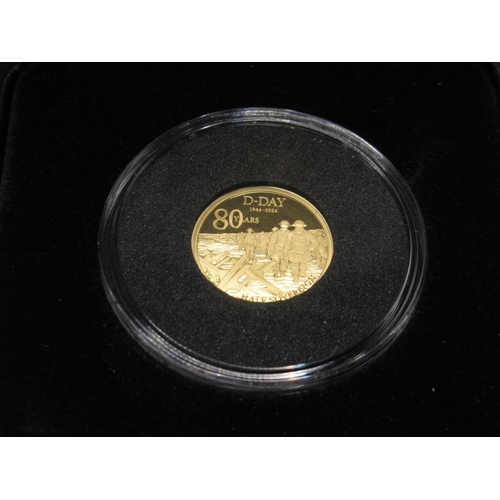 19 - Harrington & Byrne 2024 80th Anniversary of D-Day Gold Proof Half-Sovereign, encapsulated in case wi... 