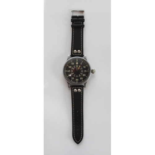 1350 - Luftwaffe oversized pilots wristwatch, WWII period.  B-Uhr by Stowa. Manual wind with onion crown, 2... 