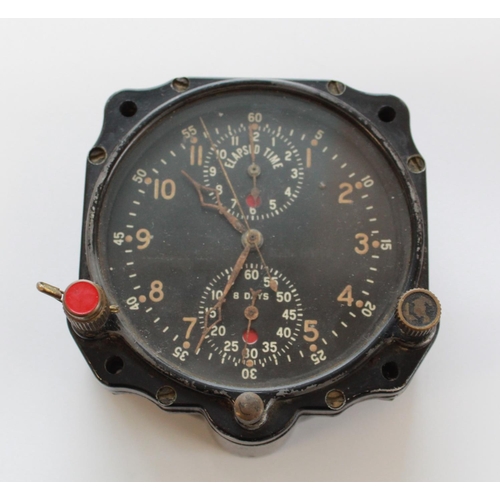 1355 - WWII USAAF USN Aircraft 8 day cockpit clock (possibly by Jaeger) Dials and buttons all in tacked. In... 