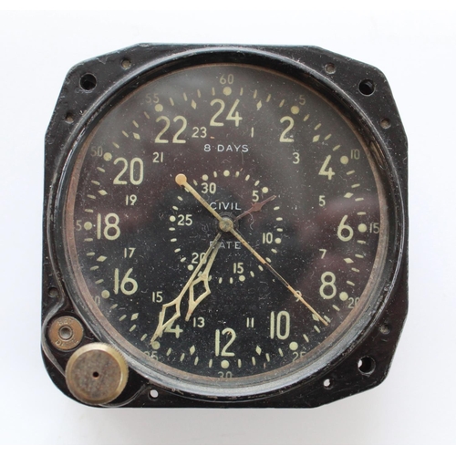 1357 - USAAF USN 8Day cockpit clock by Waltham. 3'' black dial with centre seconds and subsidiary date dial... 