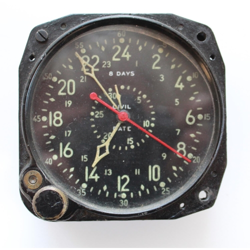 1359 - USAAF USN 8Day cockpit clock by Waltham. 3'' black dial with centre seconds (Rare red second hand) a... 