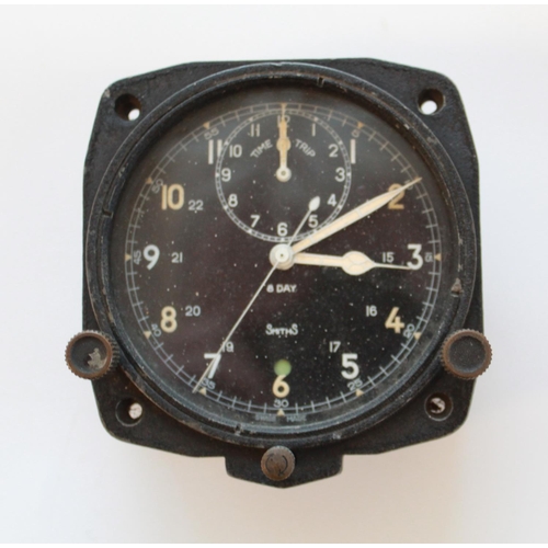 1360 - Military 8 Day Aviation cockpit/Auto' clock. Mk III by SmithS. Second hand and 'Time Trip' dial. Reg... 