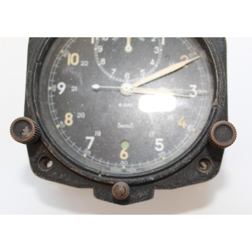 1360 - Military 8 Day Aviation cockpit/Auto' clock. Mk III by SmithS. Second hand and 'Time Trip' dial. Reg... 