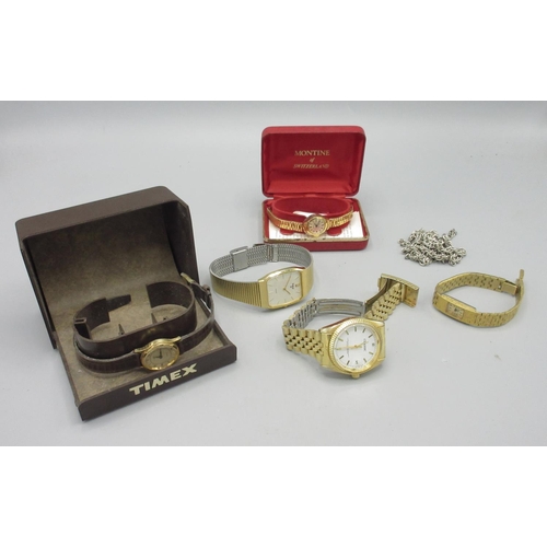 421 - Montine lady's gold plated wristwatch on integrated bracelet with original box and instructions, D17... 