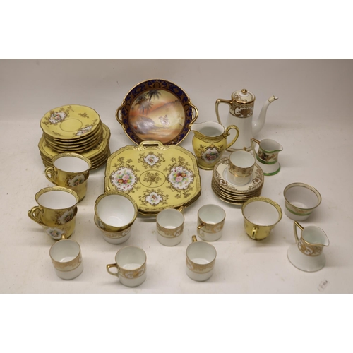 275 - Noritake coffee service with gilt decoration; Noritake part teaset with floral panels and Chinese eg... 