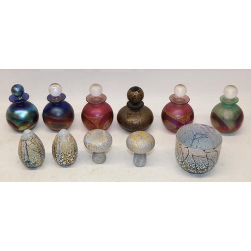 408 - Collection of Isle of Wight scent bottles (6), paperweights (4), and a tealight holder, max. H10cm