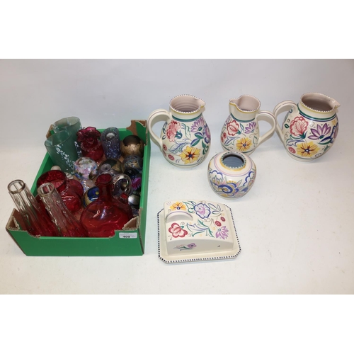 409 - Collection of art glass incl. Isle of Wight, majority of pieces A/F; cranberry glass incl. a pair of... 