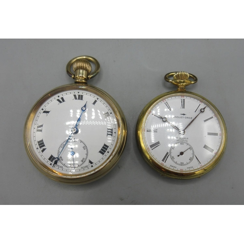 1055 - Swiss rolled gold keyless pocket watch, white enamel Roman dial, subsidiary seconds, Eclipse case, S... 