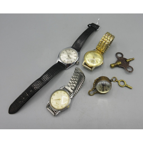 1058 - Talis chrome wristwatch, signed silvered Arabic dial, subsidiary seconds, snap on case back, Swiss M... 