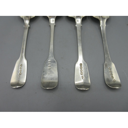 305 - George III silver monogrammed spoon in fiddle pattern by William Eaton, London 1818, William IV silv... 