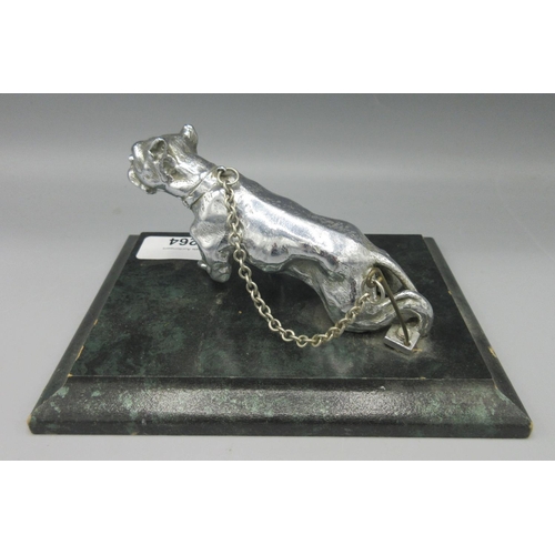 1264 - Art Deco style ornament or car mascot, in the form of a bull terrier chained to a post, L14cm excl. ... 