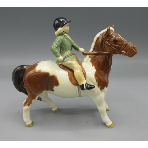 404 - Beswick Girl on Skewbald Pony, model no. 1499, H13cm