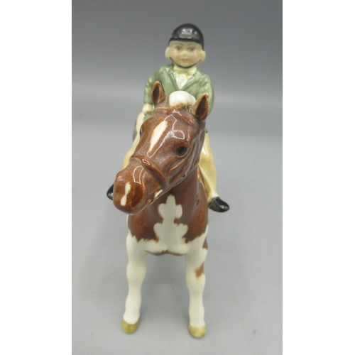 404 - Beswick Girl on Skewbald Pony, model no. 1499, H13cm