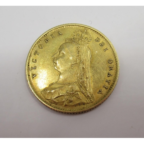 63 - Victorian 1887 half sovereign with shield back, 4.00g