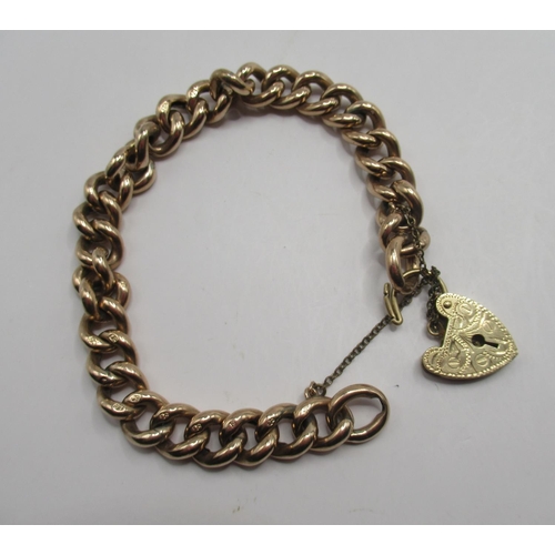 2 - 9ct rose gold large link charm bracelet, stamped 9ct, with 9ct yellow gold ornate heart shaped safet... 